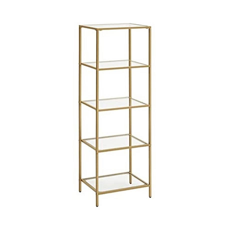 Pricenet  Elegantes goldenes 5-stöckiges Glasregal für die Inneneinrichtung 