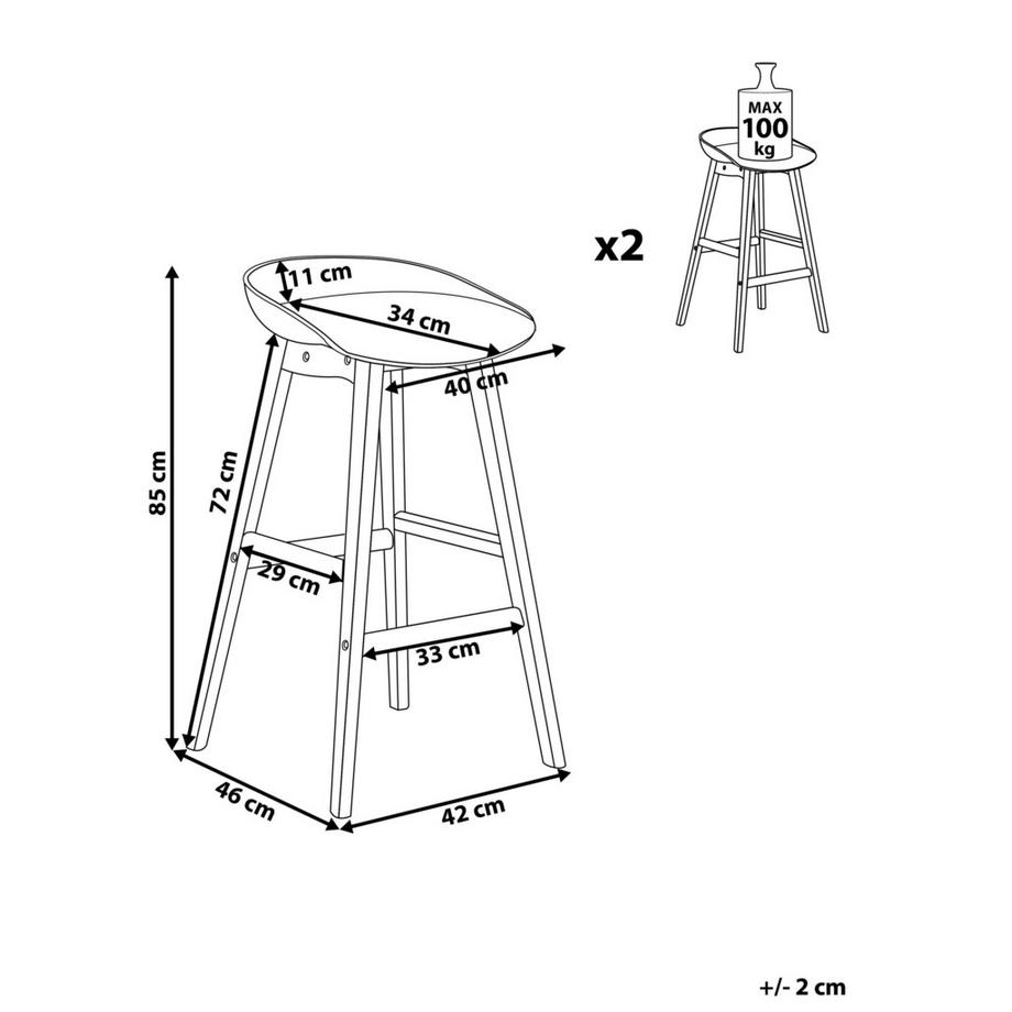 Beliani Set mit 2 Barstühlen aus Polypropylen  MICCO  