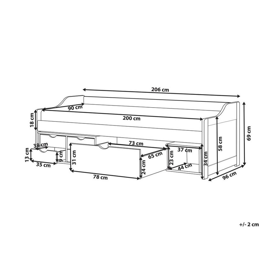 Beliani Lit de jour avec rangement en Bois de pin  ROYVILLE  