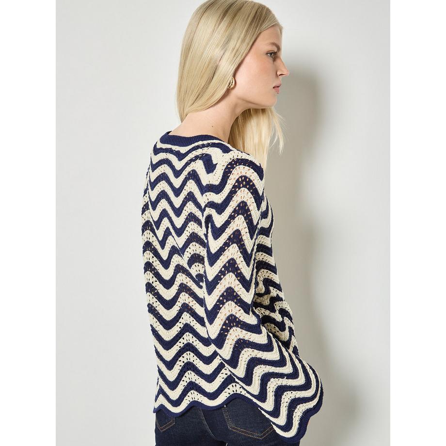 APRICOT Gestreifter Pointelle Strickpullover  