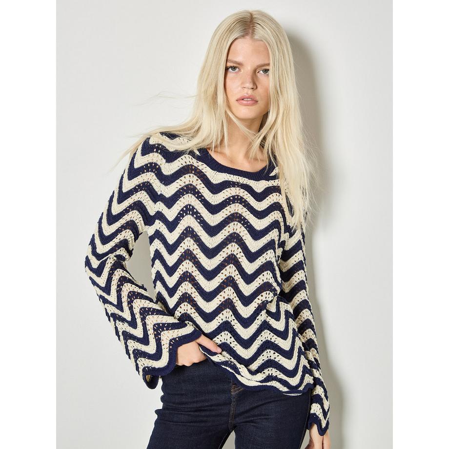 Gestreifter Pullover aus Pointelle-Strick