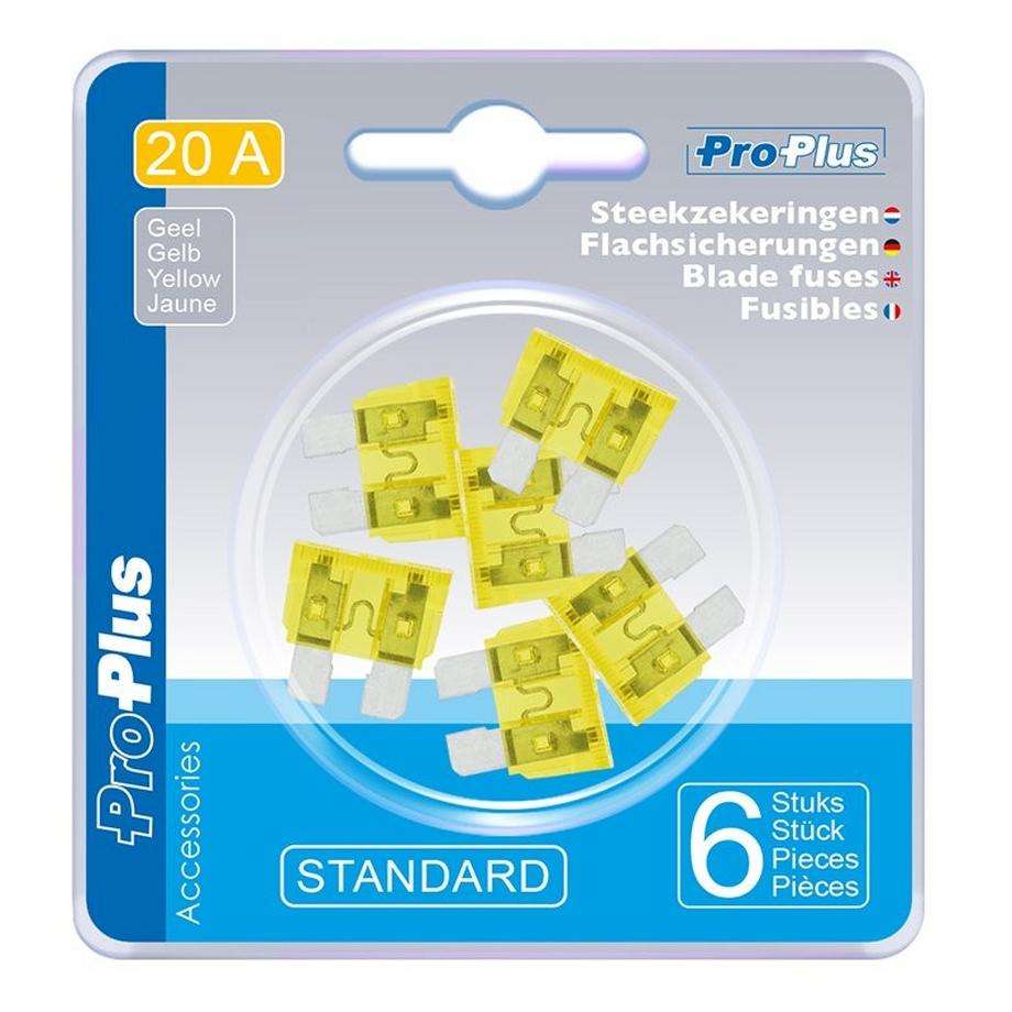 Pricenet  Fusibles à lame standard 20A jaune 6 pièces sous blister 