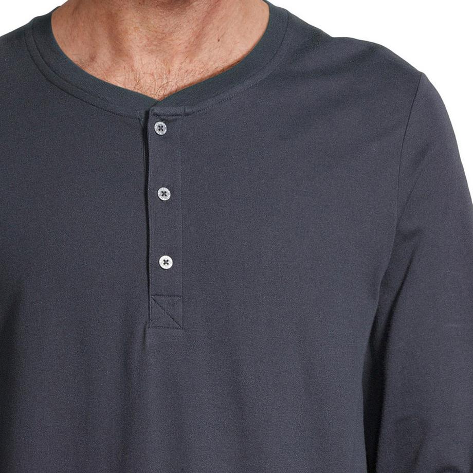 Schiesser Night & Home Langarm Henley Schlafanzug Set  