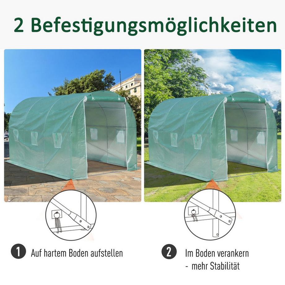 Northio Film Serre À Tomates Avec Fenêtre, Polytunnel, Vert, 500X200X210Cm  