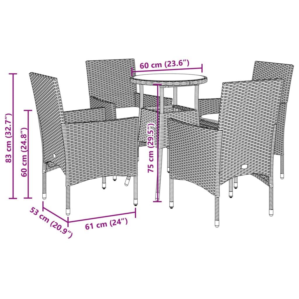 VidaXL Ensemble de salle à manger de jardin rotin synthétique  