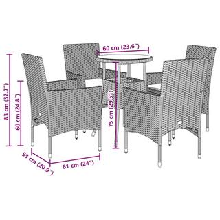 VidaXL Ensemble de salle à manger de jardin rotin synthétique  