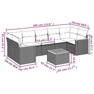 VidaXL Ensemble de canapés de jardin rotin synthétique  