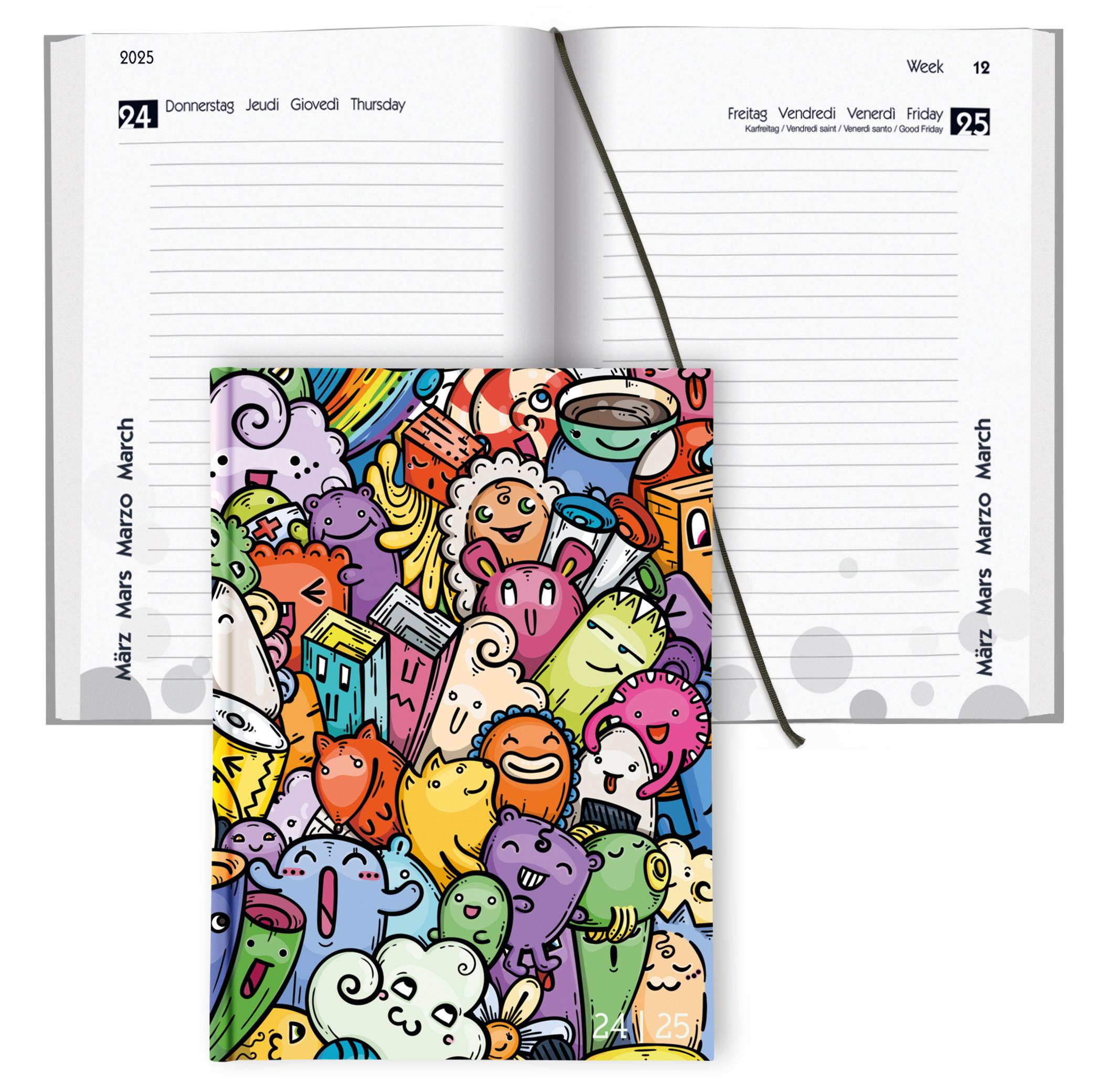 Biella Agenda scolaire mydiary 1 jour par page, Comic - Multicolores  