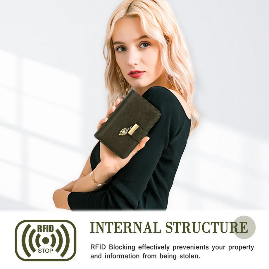 Only-bags.store Portefeuille bloquant RFID avec 18 fentes pour cartes compartiment zippé et lanière  