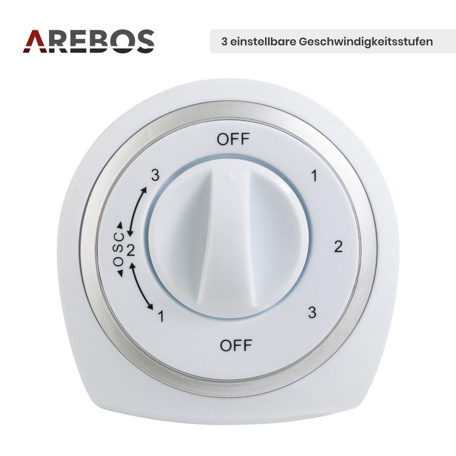 Arebos  Turmventilator | 50 Watt | 60°-Oszillation | 3 Geschwindigkeitsstufen 