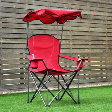 Chaise de pêche pliante avec porte-gobelet pour terrasse, plage, camping, 96,5 x 67,5 x 130 cm, rouge