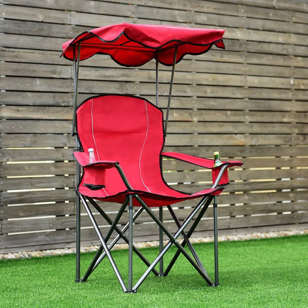 Northix - Klappbarer Angelstuhl mit Getränkehalter für Terrasse Strand Camping 96,5 x 67,5 130 cm Rot, 97CM
