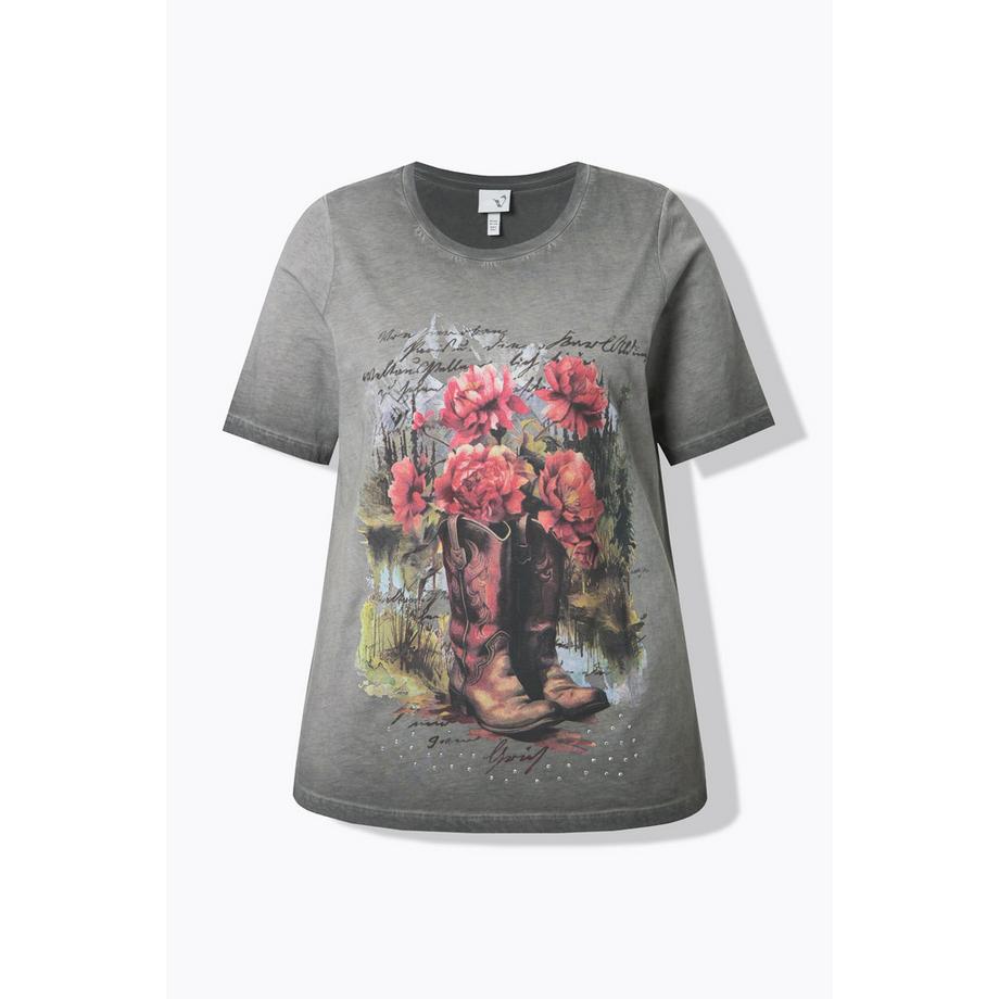 Ulla Popken T-Shirt Classic Motivo Tradizionale Girocollo Mezza Manica  