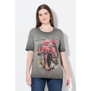 T-shirt classica con design in tradizionale stile Tracht, scollo a girocollo e mezze maniche