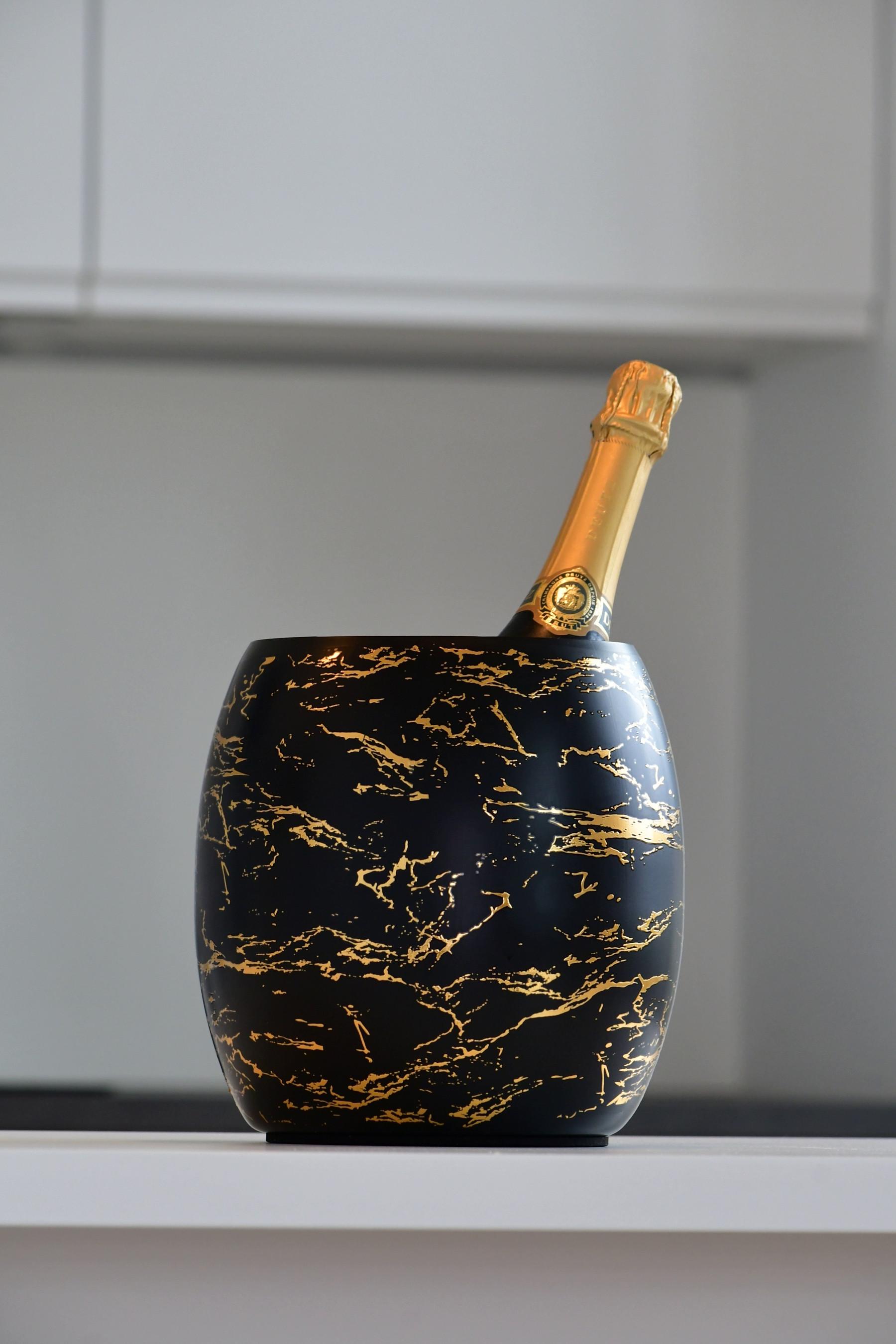 Blue Chilli Wein- und Champagnerkühler: -goldenes Marmordesign  