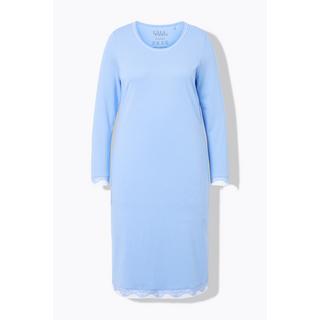 Ulla Popken  Chemise de nuit oversized, avec dentelle. Col rond et manches longues. 