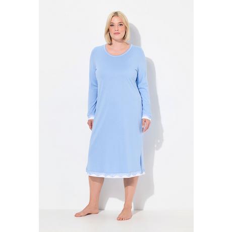 Ulla Popken  Chemise de nuit oversized, avec dentelle. Col rond et manches longues. 