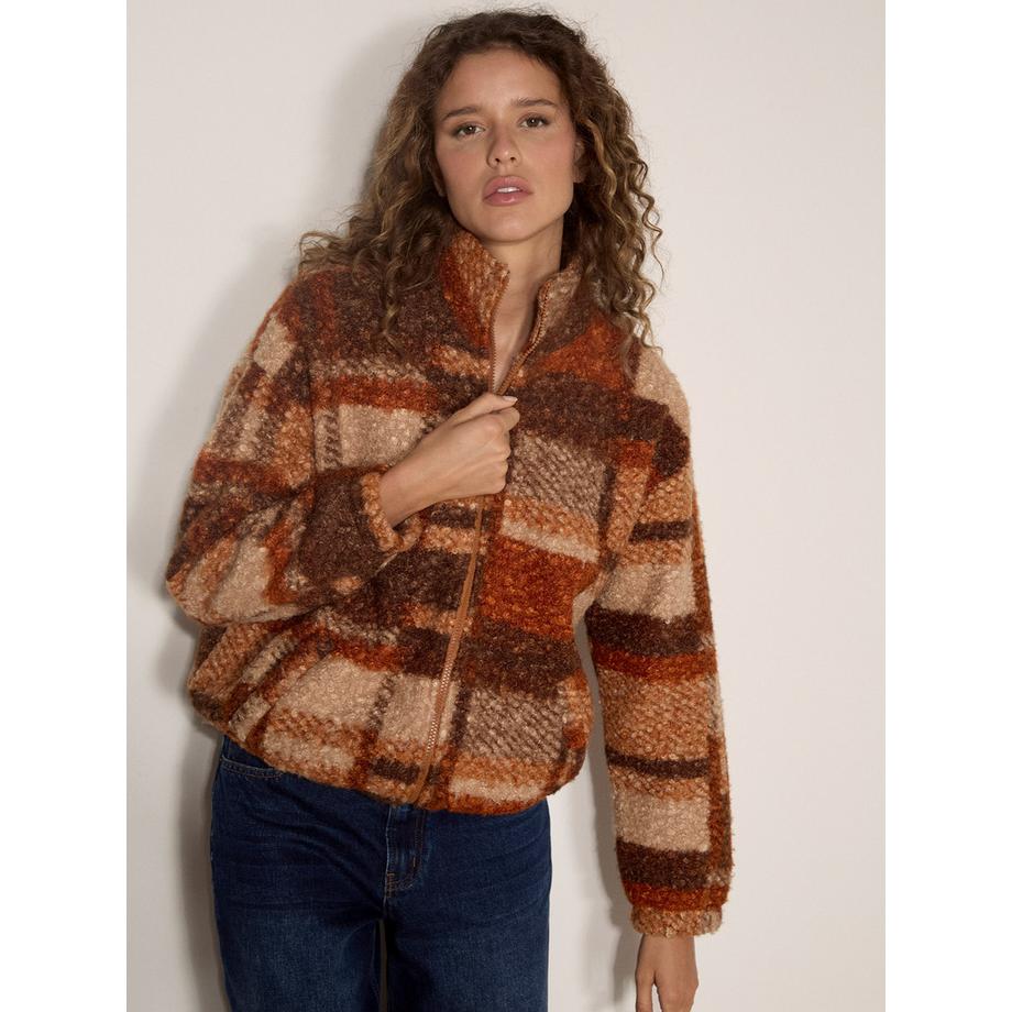 APRICOT Veste à carreaux en bouclé doux  