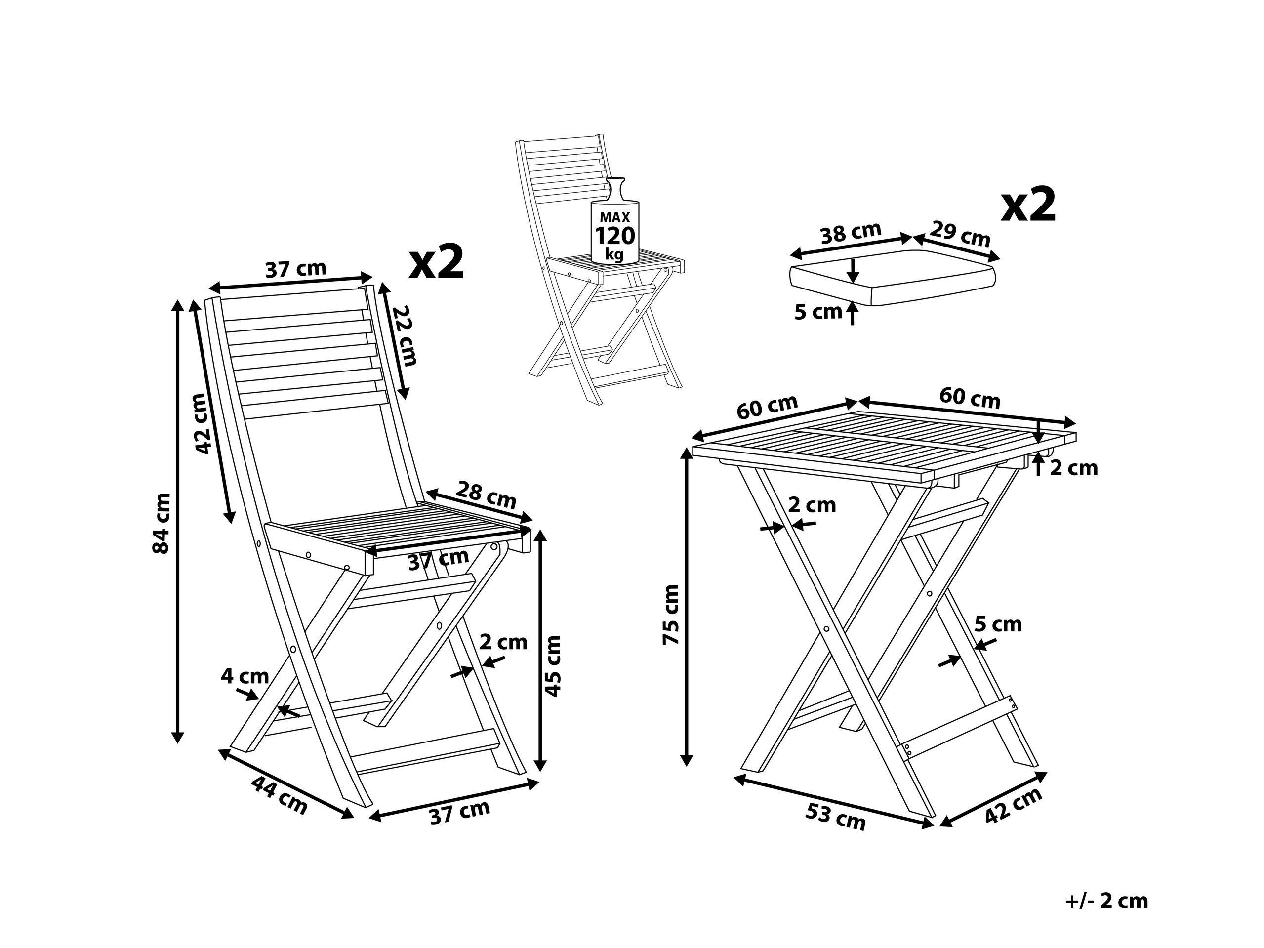 Beliani Bistro Set aus Akazienholz Klassisch FIJI  