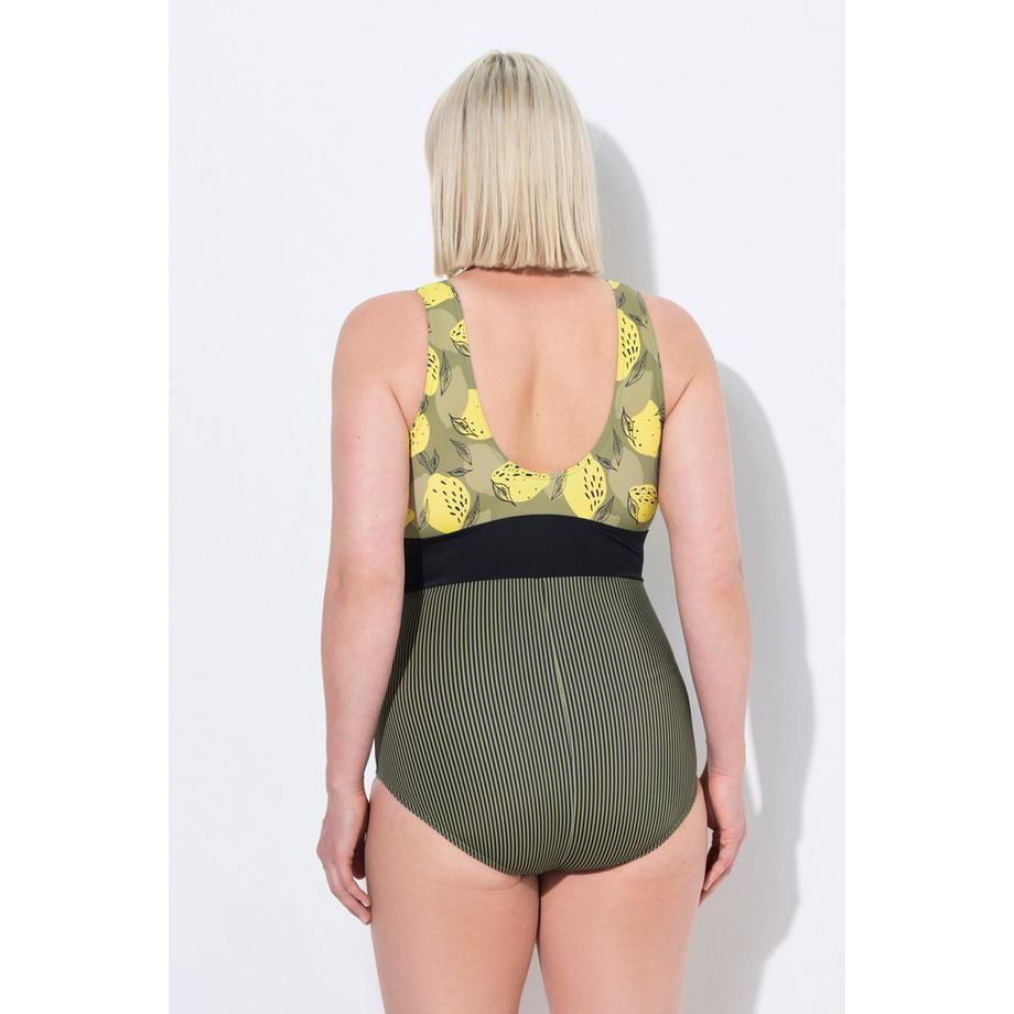 Ulla Popken Maillot de bain Imprimé Citrons Bande Fantaisie Bonnets Souples  