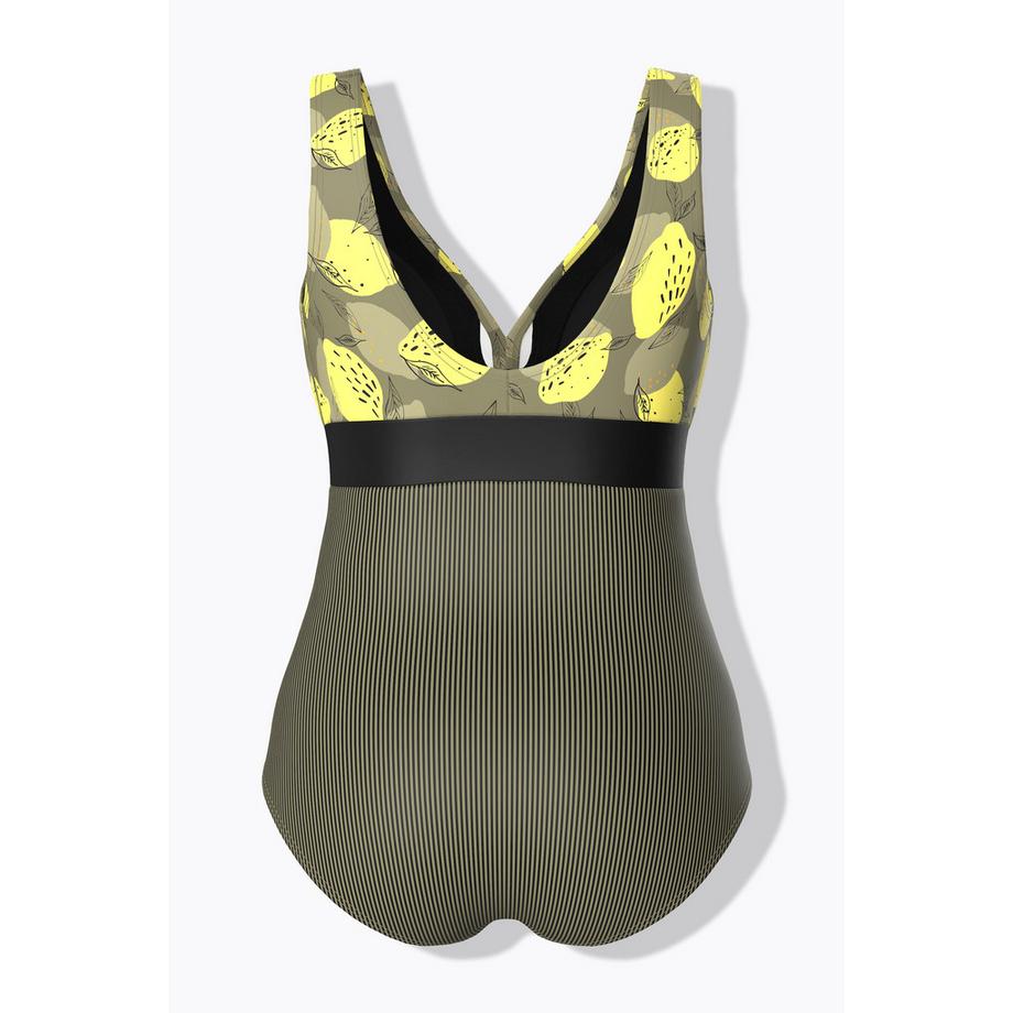 Ulla Popken Maillot de bain Imprimé Citrons Bande Fantaisie Bonnets Souples  