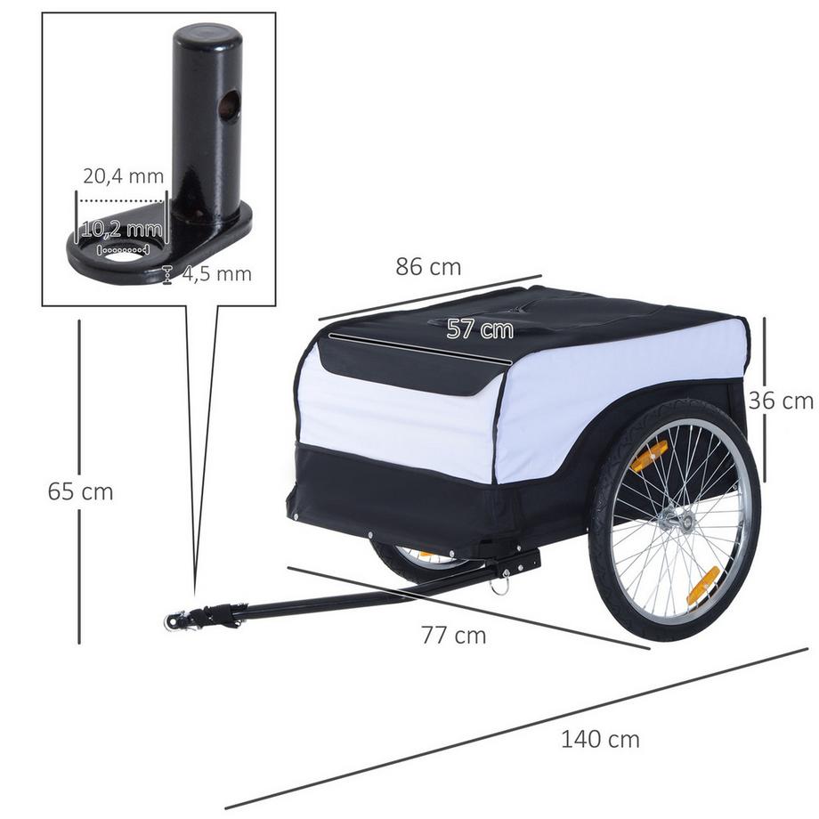 Northio 40 Kg Belastbarkeit, Handwagen, Weiß+Schwarz, Stahl Oxford, 140X77X65Cm  