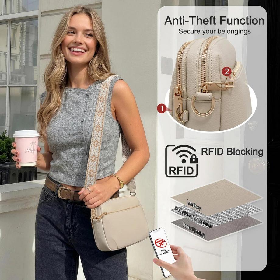 Only-bags.store Borsa a Tracolla Antifurto con Blocco RFID  