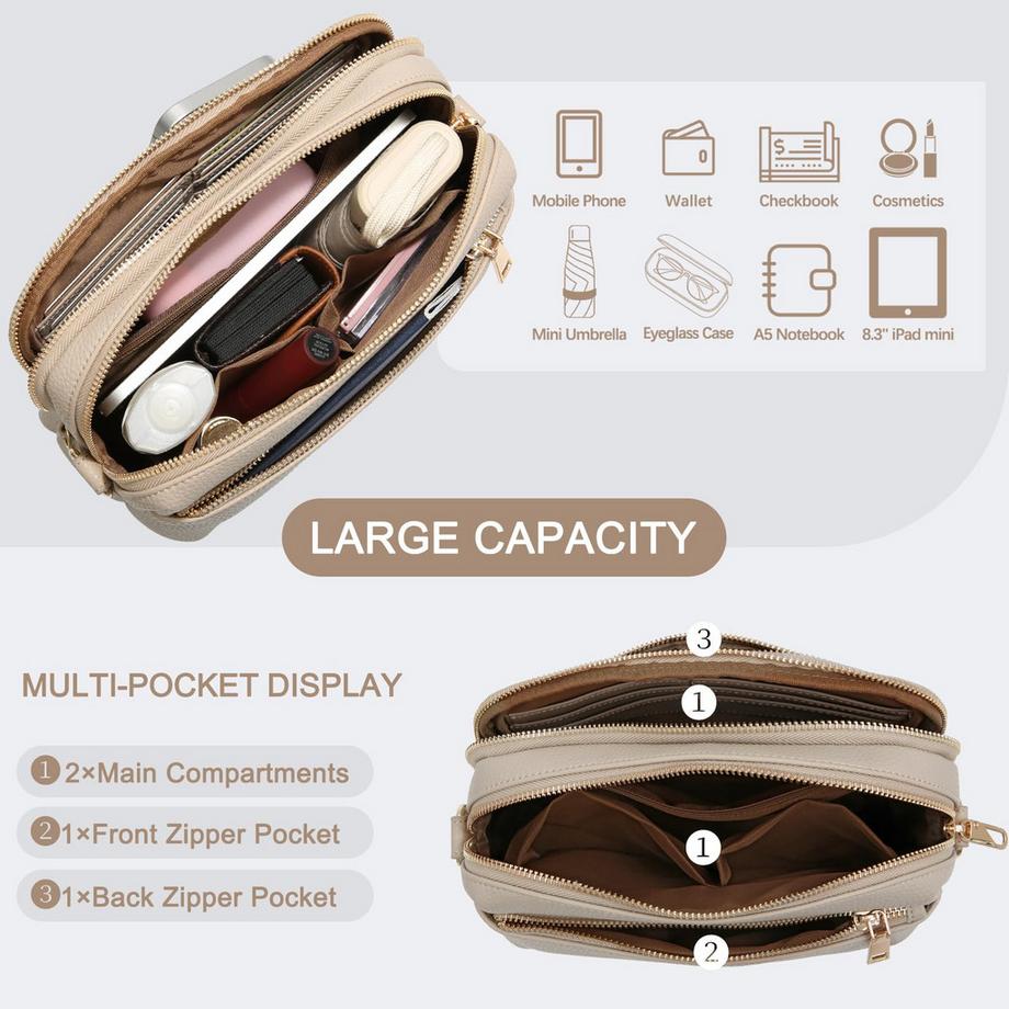 Only-bags.store Borsa a Tracolla Antifurto con Blocco RFID  