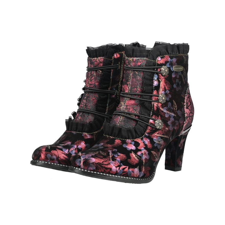 Laura Vita Bottines à imprimé floral avec volants  