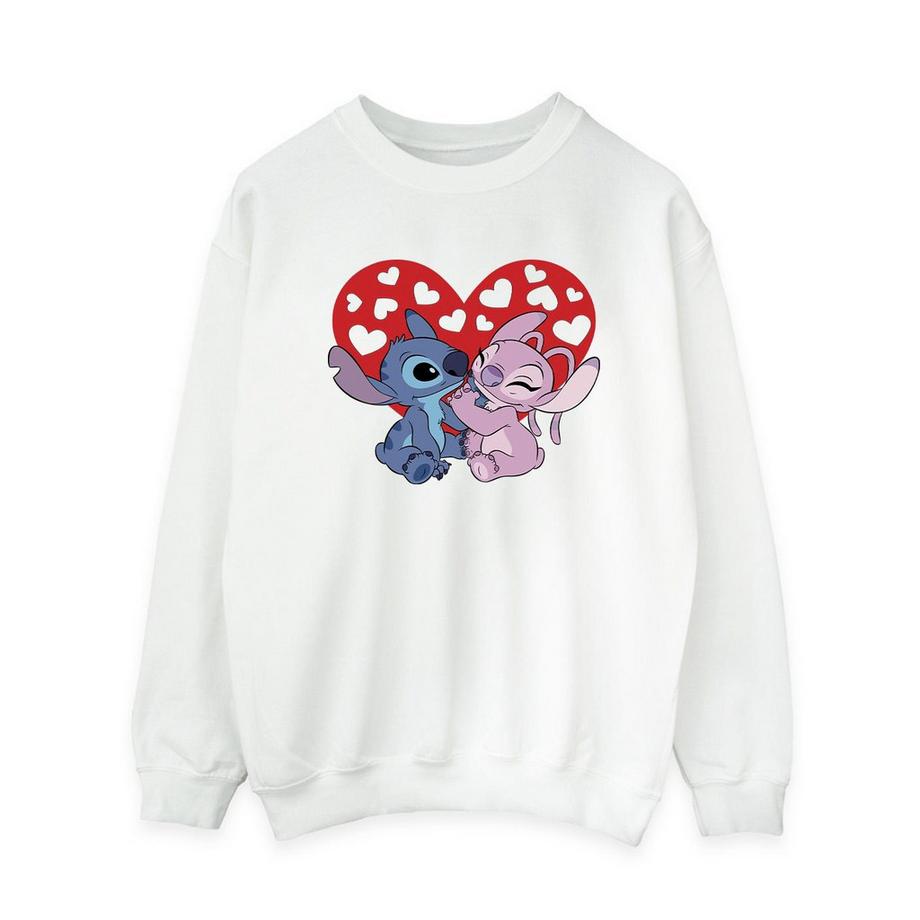 Disney Felpa Grafica Cuore Stitch e Angel  