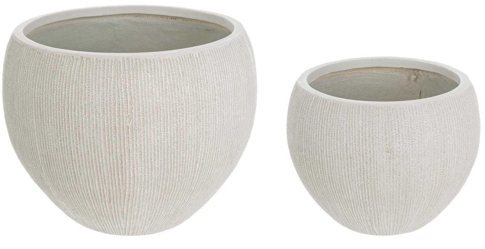 mutoni Vaso da giardino spazzolato rotondo beige (set di 2)  