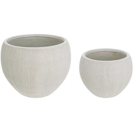 mutoni Vaso da giardino spazzolato rotondo beige (set di 2)  