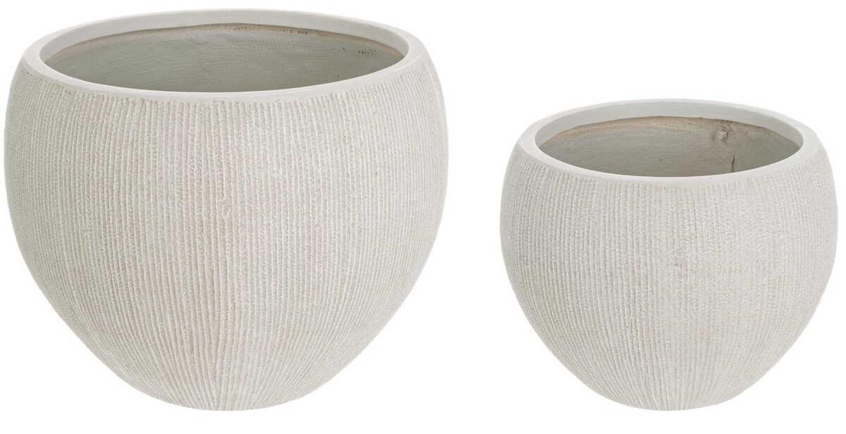 mutoni Vaso da giardino tondo spazzolato beige (set di 2)  