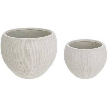 Vase de jardin brossé rond beige (set de 2)