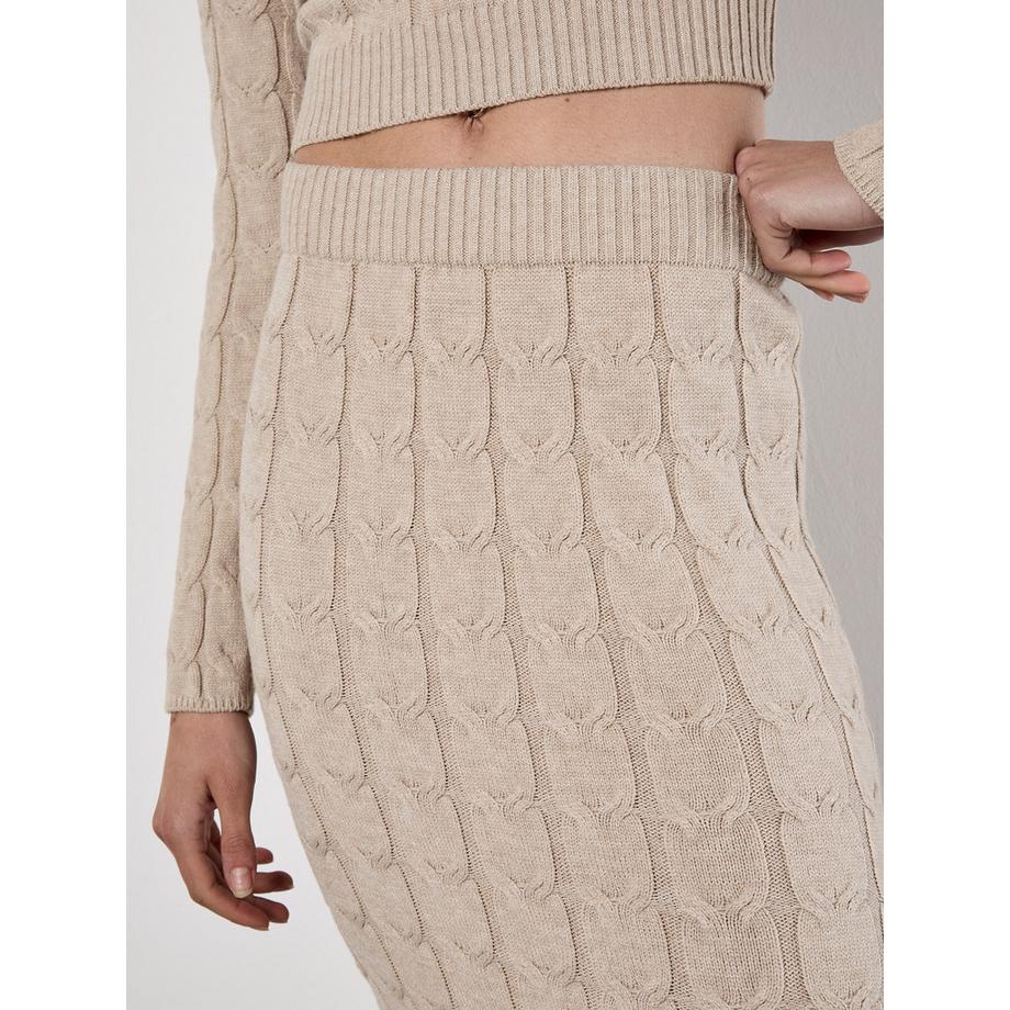 APRICOT Jupe longue en maille torsadée  