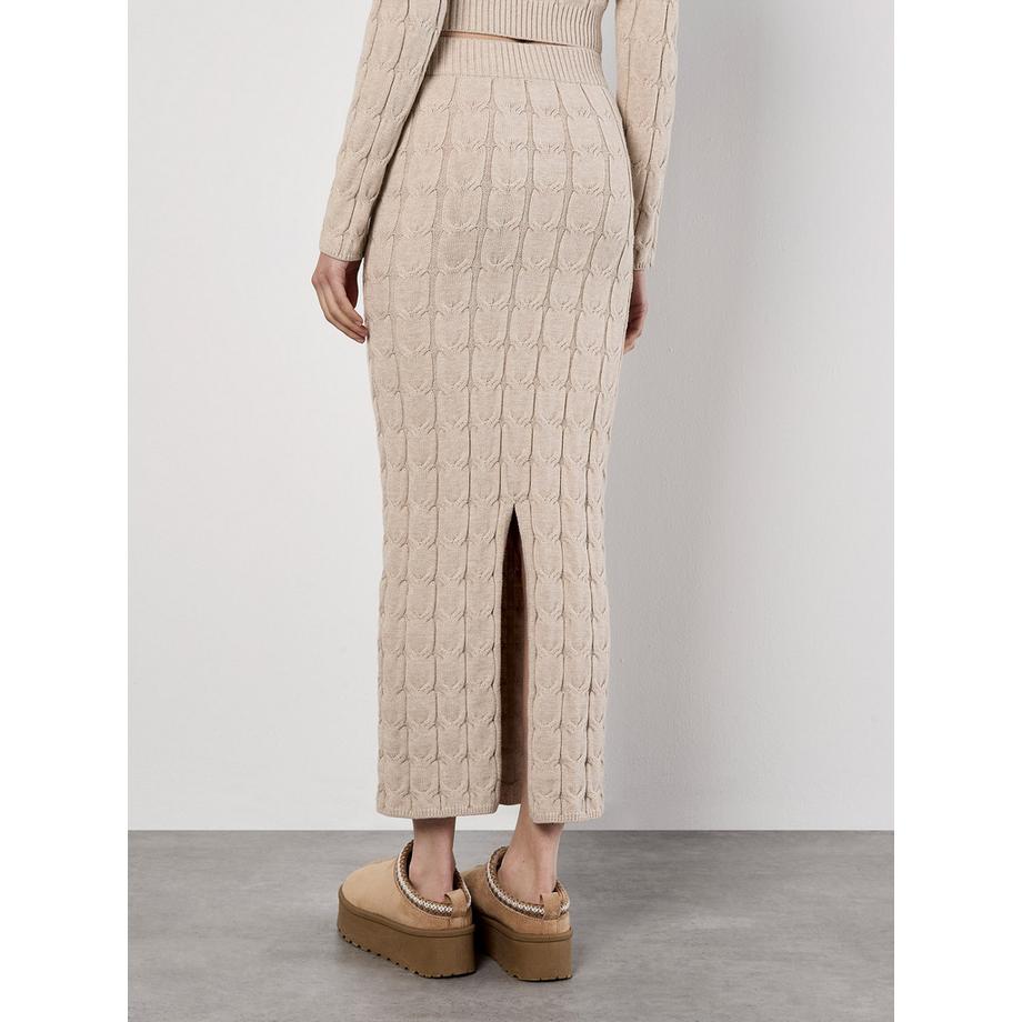 APRICOT Jupe longue en maille torsadée  