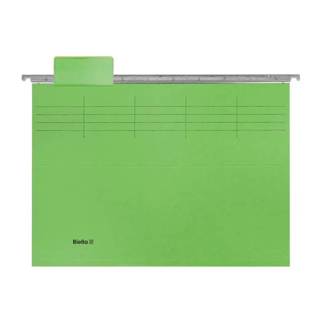 Biella – Hängemappen A4, 25 cm, Set zu 5 Stück, inklusive Zubehör, 25cm, Hellgrün