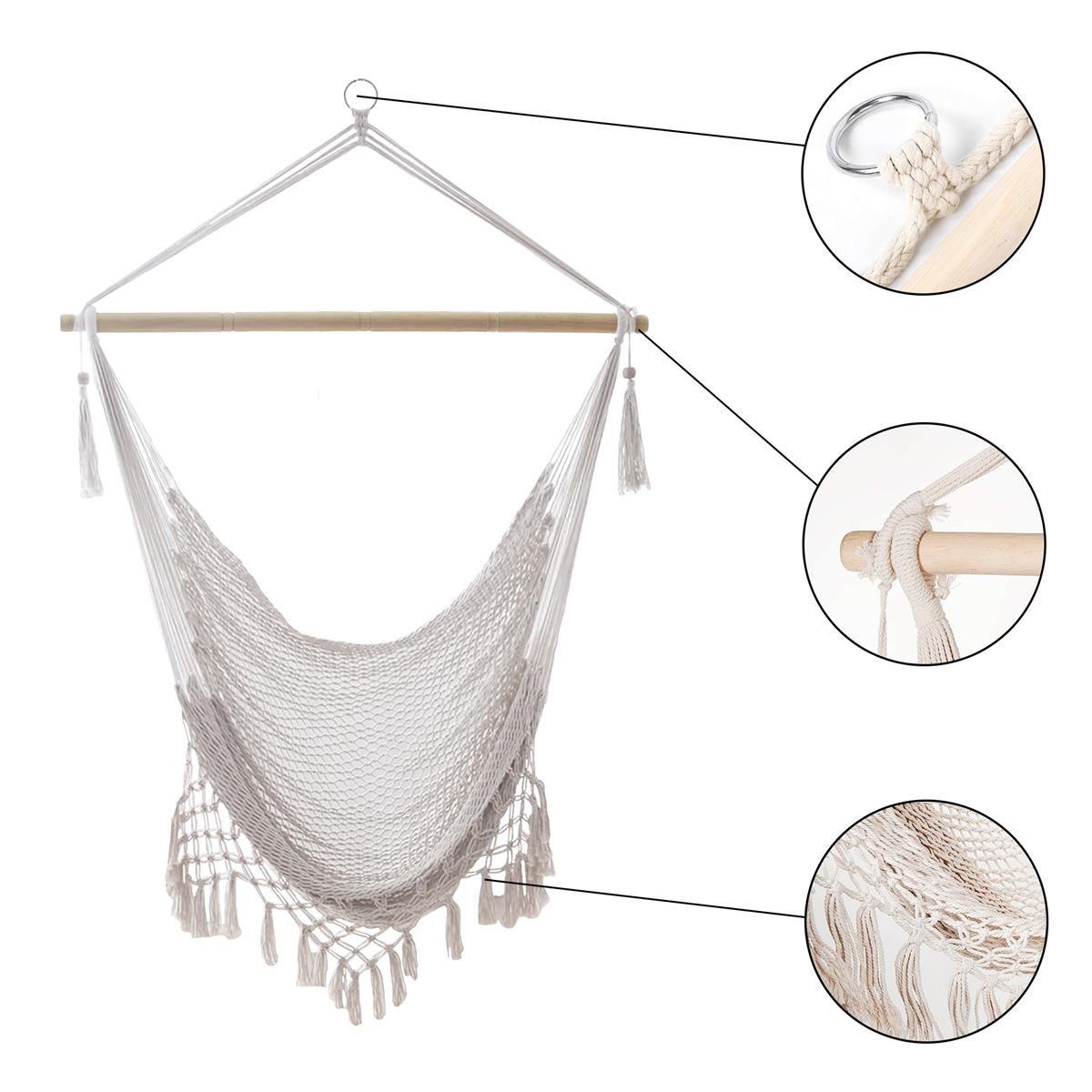 Intirilife Fauteuil suspendu en coton macramé  