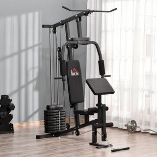 Northio  Gym Multi-Palestra Attrezzatura Fitness Stazione Fitness Centro Fitness Compresi Pesi Con Imbottitura A Rulli Acciaio Pelle Artificiale Nero 148 X 108 X 207 Cm 