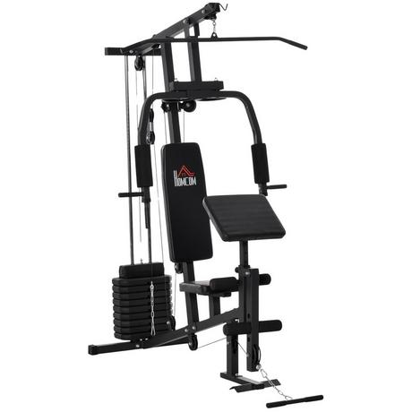 Northio  Gym Multi-Palestra Attrezzatura Fitness Stazione Fitness Centro Fitness Compresi Pesi Con Imbottitura A Rulli Acciaio Pelle Artificiale Nero 148 X 108 X 207 Cm 