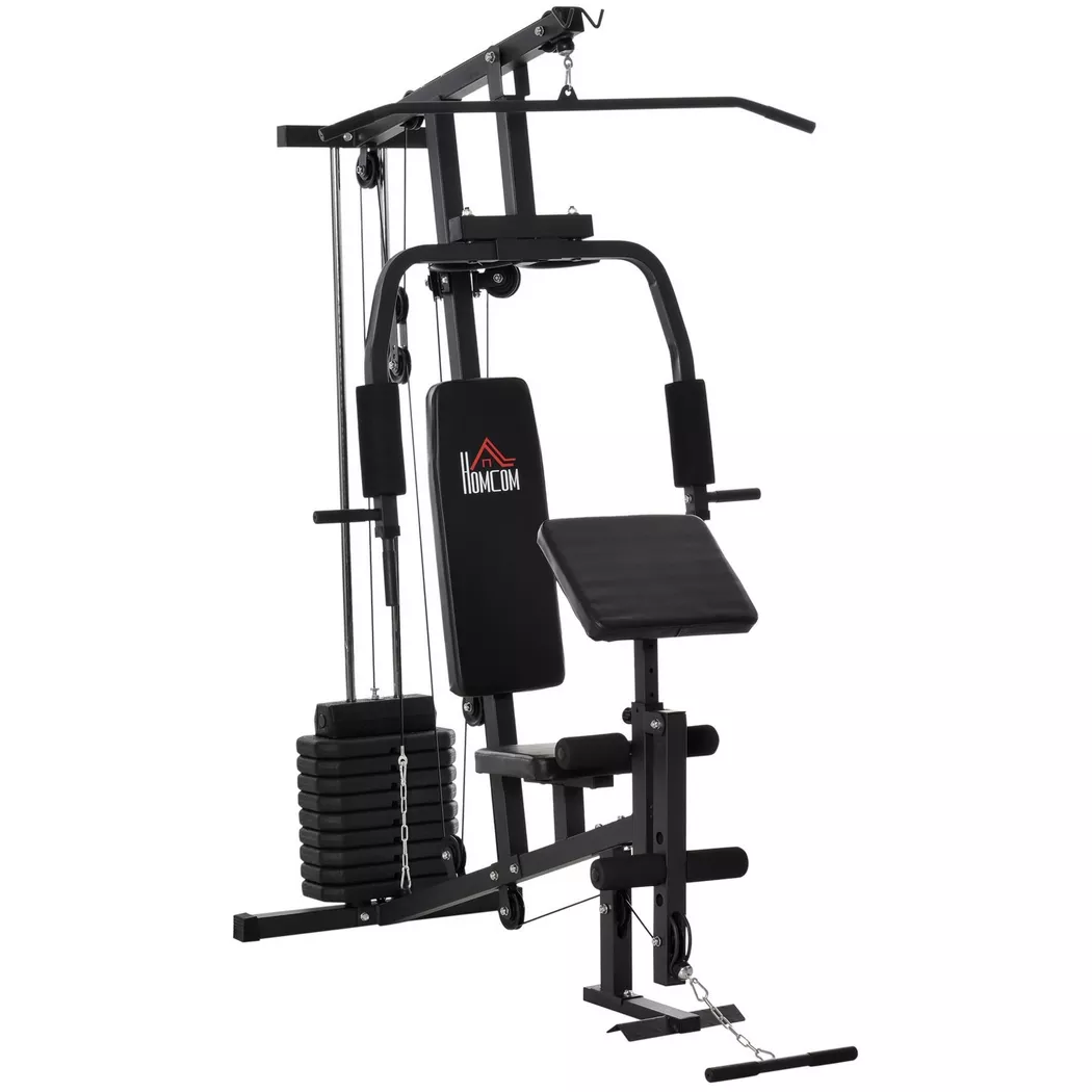 Northio - Gym Kraftstation Fitnessgerät Fitnessstation Fitnesscenter Inkl. Gewichten Mit Rollenpolsterung Stahl Kunstleder Schwarz 148 X 108 207 Cm, One Size