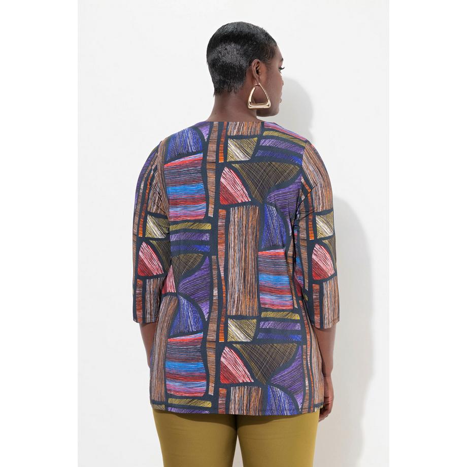 Ulla Popken Maglia Lunga Slinky Linea A Scollo a Cuore Maniche 3/4  