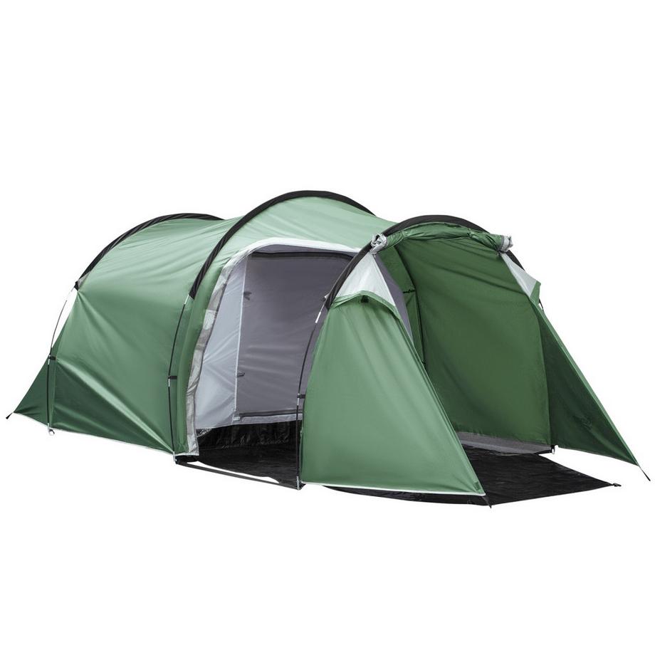 Northio  Tente Tunnel Pour 2-3 Personnes Tente De Camping 190T Avec Piquets, Fibre De Verre Et Polyester, Vert Foncé, 426X206X154Cm 