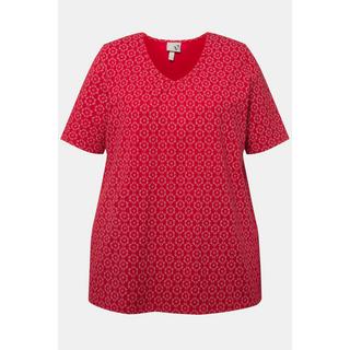 Ulla Popken  T-shirt inspiration costume bavarois à jolis plis creux, ligne A, col V et manches courtes 