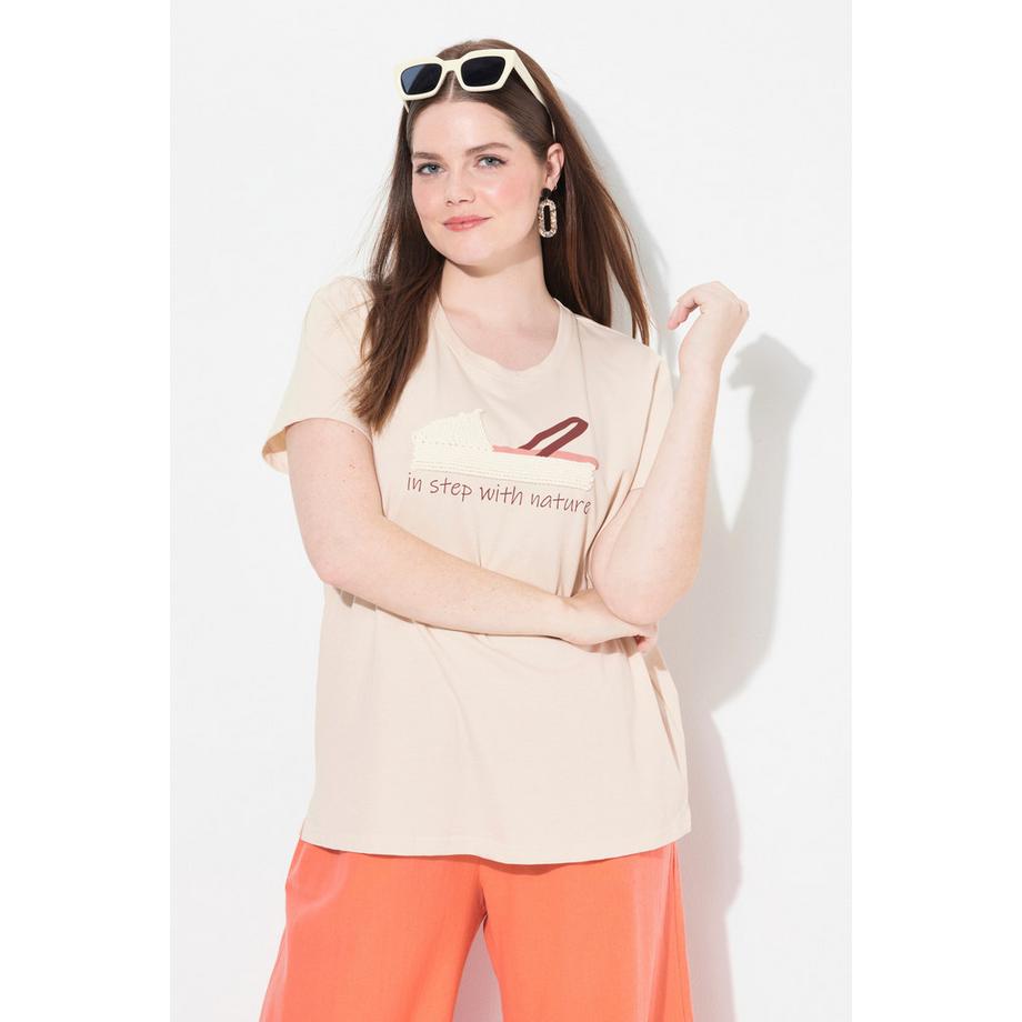 Ulla Popken T-shirt Stampa Scarpa Girocollo Mezze Maniche  