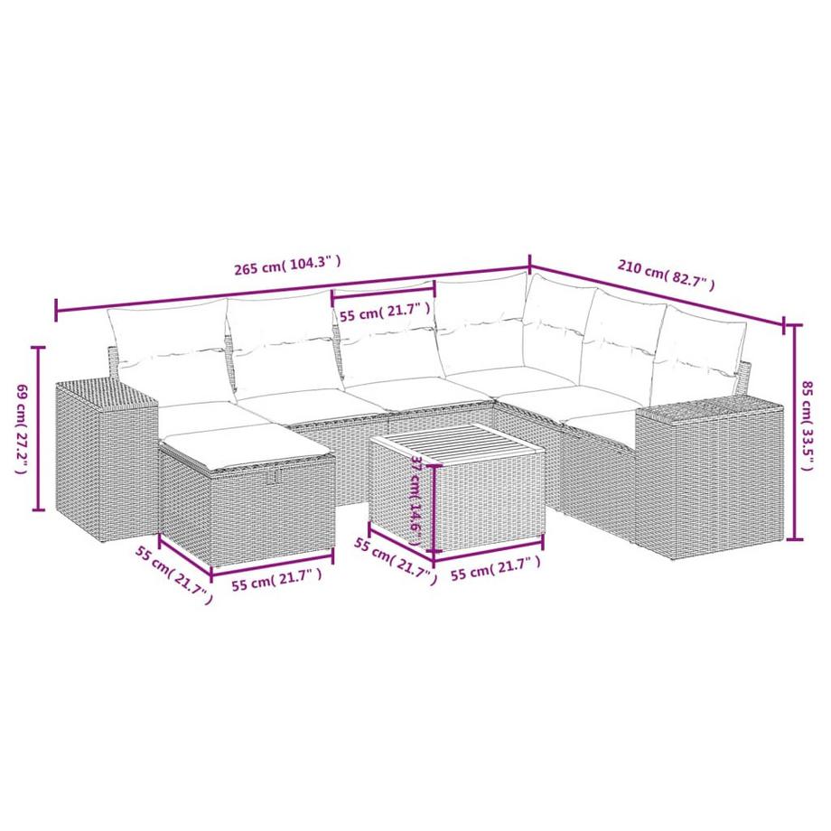 VidaXL Ensemble de canapés de jardin rotin synthétique  