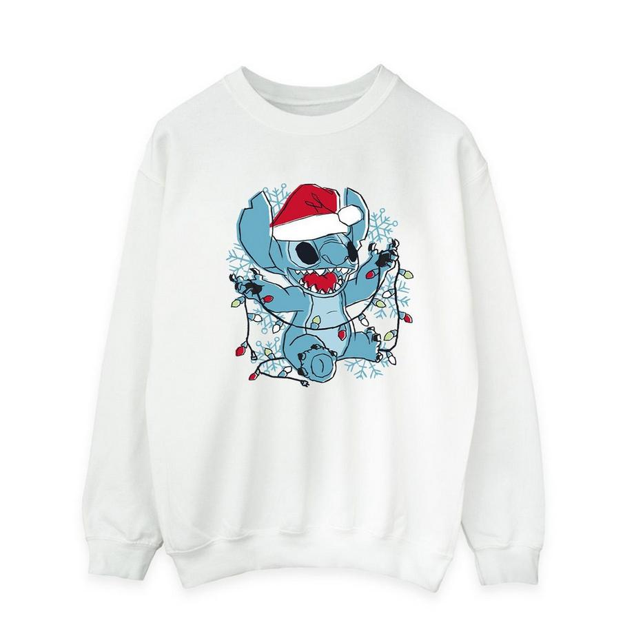Disney Stitch Christmas Lights Sweatshirt Col Rond  