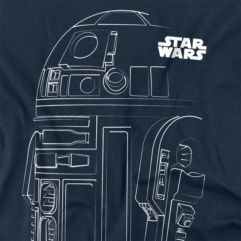 STAR WARS Maglietta Manica Lunga con Stampa R2-D2 Contorno  