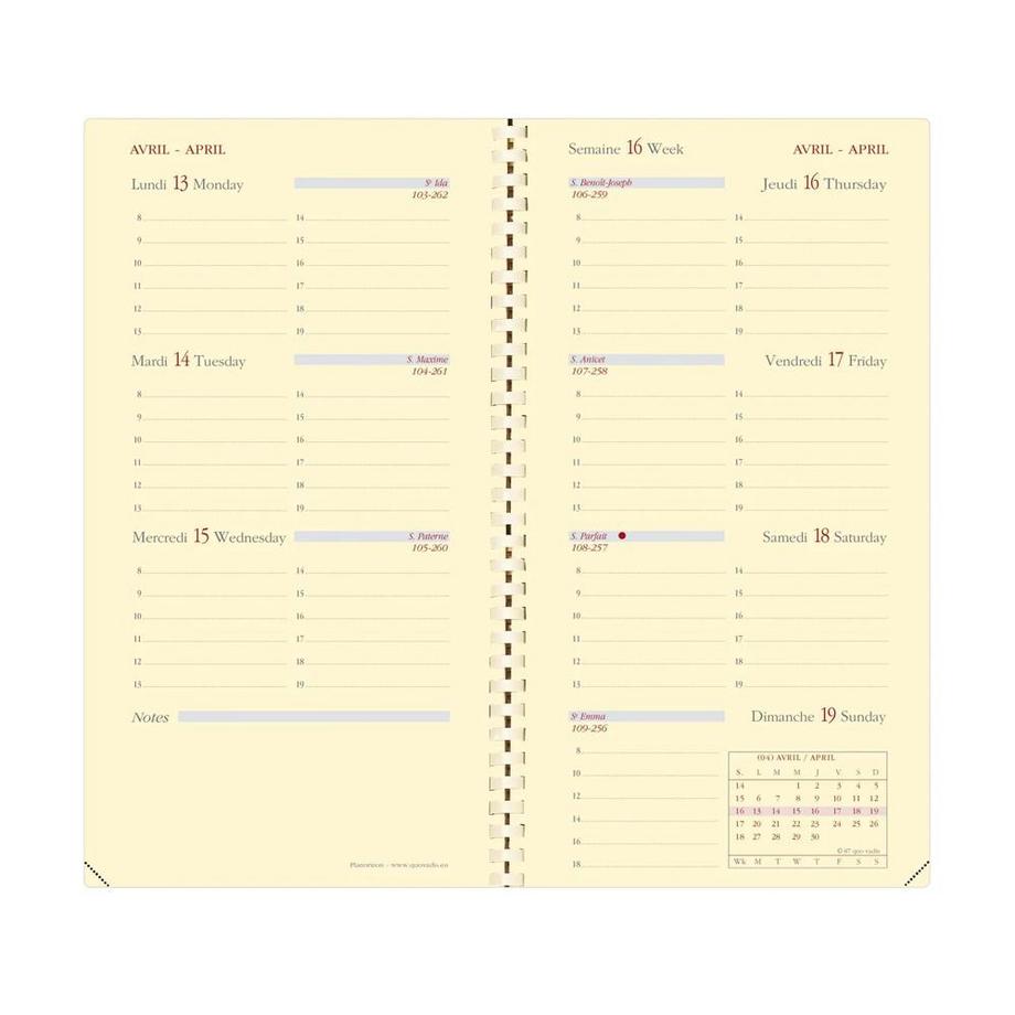 QUO-VADIS Quo Vadis - Agenda - Spiralata - 2025 - Planorizon - Settimana Orizzontale - Francese - Impala - Nero - 12 mesi 1/2 da metà dicembre a dicembre - 8,8x17 cm  