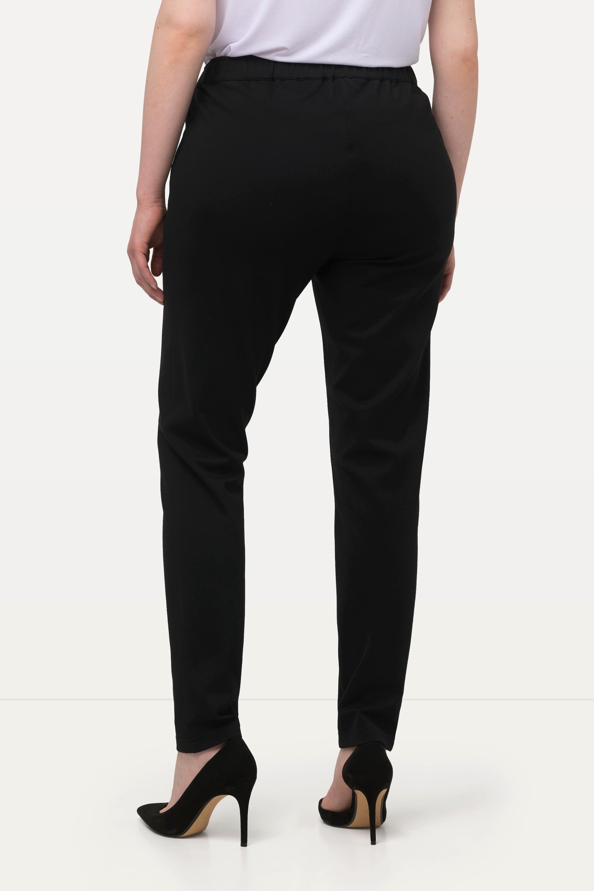 Ulla Popken  Pantalon en point de Rome Sienna, coupe slim et taille élastique 